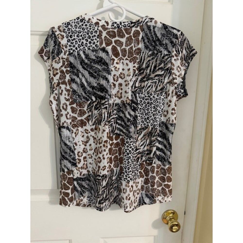 NWT Emily Daniels Animal Patchwork Knit Top Size M - Picture 4 of 4